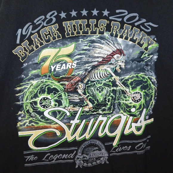 Sturgis Tee Shirt Adult 3XL 2015 Black Hills Biker Motorcycle Black Short Sleeve - Picture 9 of 10